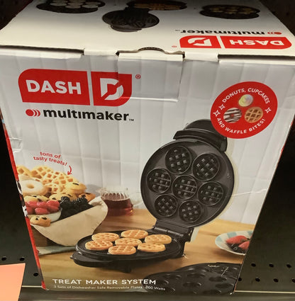 (Clearance )Dash MultiMaker Treat Maker System with Waffle Bite, Mini Donut, & Mini Cupcake Plates Cream: Nonstick, 7 Cavities,
800W