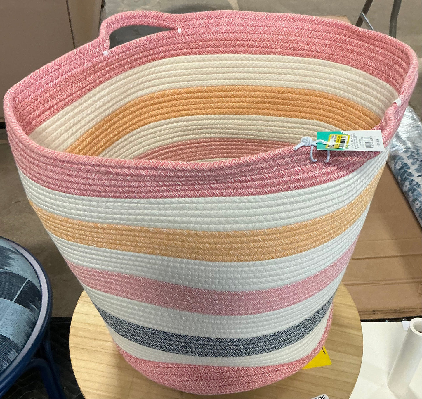 Extra Large Striped Coiled Rope Kids' Storage Bin - Minor Cosmetic Damage (see pictures) - FOR PICKUP ONLY