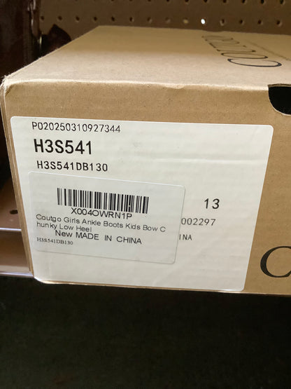 Girls Size 13-Coutgo Girls Ankle Boots Kids Bow Chunky Low Heel
Side Zipper Dress