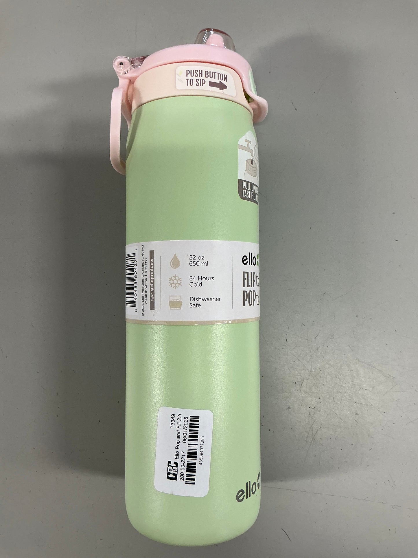 Ello Pop and Fill 22oz Stainless Steel Water Bottle - Minor Cosmetic Damage - May Be Missing Packaging (see pictures)