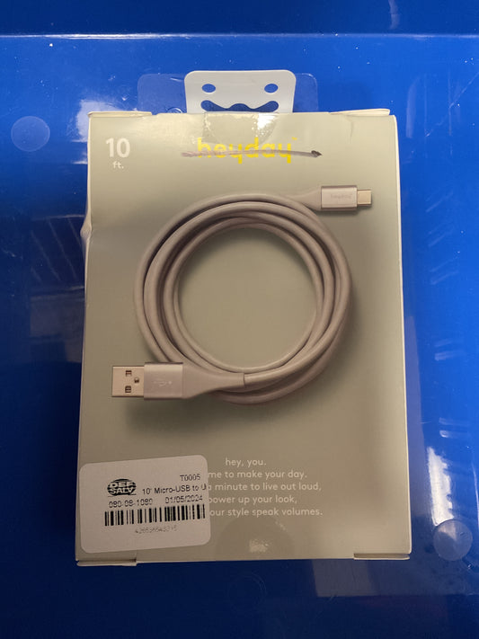 CLEARANCE- FINAL SALE- 10' Lightning to USB-A Round Cable - Gray/Silver