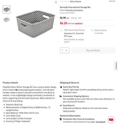 Kennedy International Storage Bin - Grey