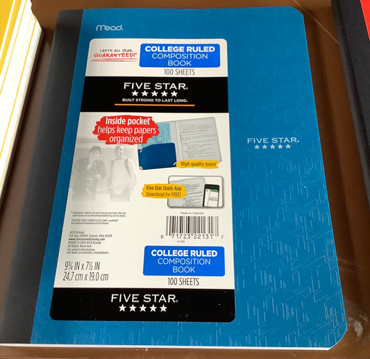 Five Star Comp Book with Pocket 100ct Wide Ruled