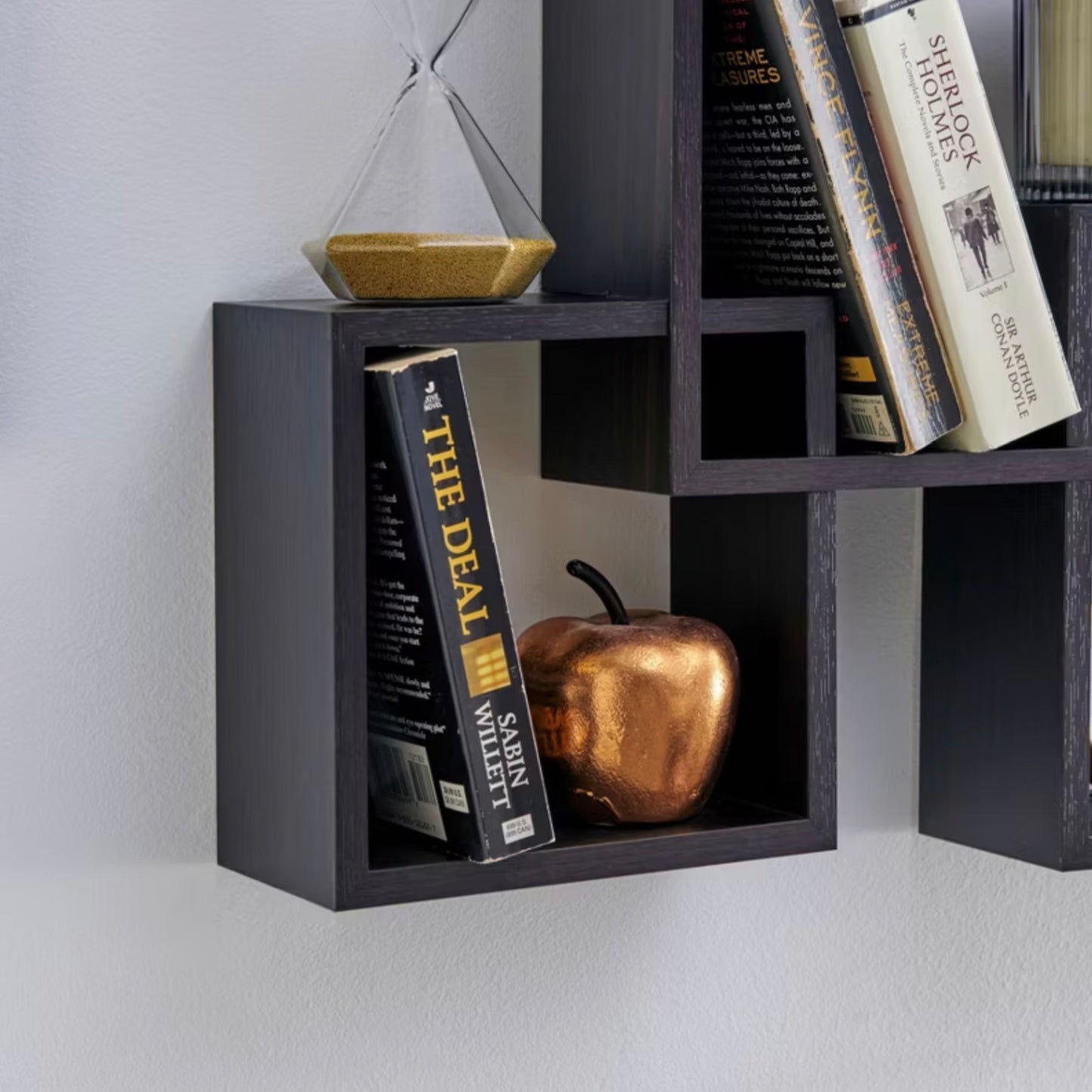 25.5" x 17.75" Intersecting Cube Wall Shelf Black - Danya B.: Modern Cubby Storage, Easy Install - OPEN BOX (see pictures) - FOR PICKUP ONLY