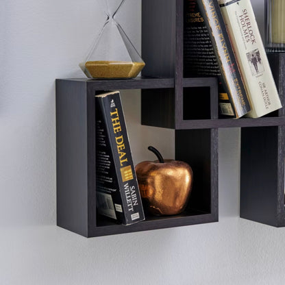 25.5" x 17.75" Intersecting Cube Wall Shelf Black - Danya B.: Modern Cubby Storage, Easy Install - OPEN BOX (see pictures) - FOR PICKUP ONLY