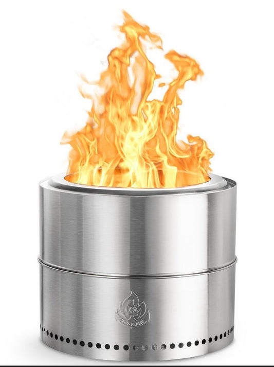 R.W. Flame 19-Inch Outdoor Fire Pit - Smokeless, Stainless Steel Portable Fire Pit for Camping, Patio, and Outdoor Use - Wood or Burning Bonfire