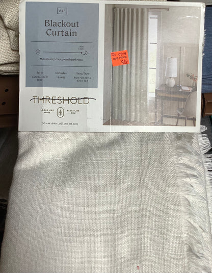 (Clearance) FINAL SALE 84” BLACKOUT CURTAIN 1-PANEL- NATURAL RAW EDGE