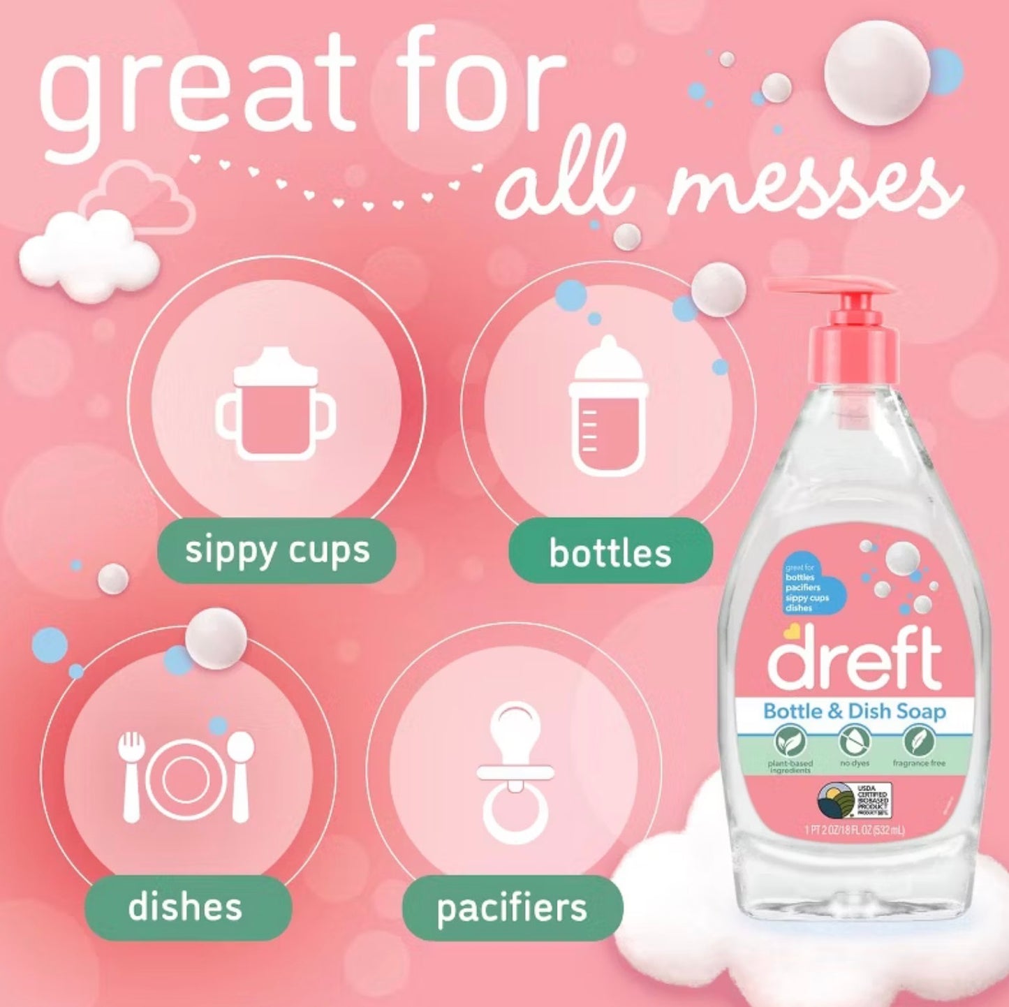 Dreft Bottle & Dish Soap Cleaner - 18 fl oz - Broken Top (see pictures)