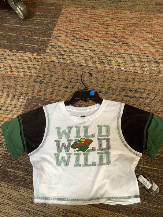 Minnesota wild white black and green T-shirt Small (6/6x)
