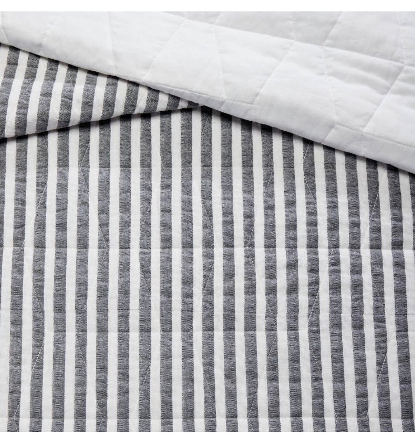 Twin Chambray Stripes Kids' Quilt Ebony - Cotton, OEKO-TEX Certified