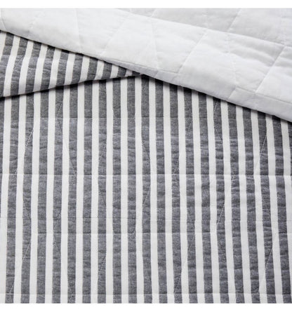 Twin Chambray Stripes Kids' Quilt Ebony - Cotton, OEKO-TEX Certified