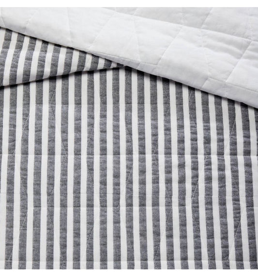Twin Chambray Stripes Kids' Quilt Ebony - Cotton, OEKO-TEX Certified