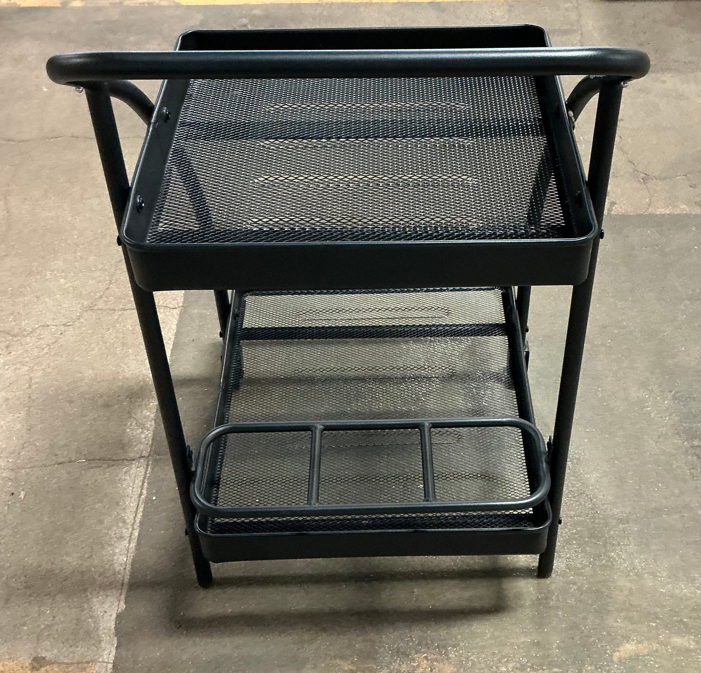 Metal Mesh Rolling Bar Outdoor Serving Cart - Black - Out of Box - FOR PICKUP ONLY