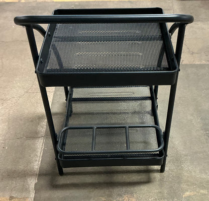 Metal Mesh Rolling Bar Outdoor Serving Cart - Black - Out of Box - FOR PICKUP ONLY