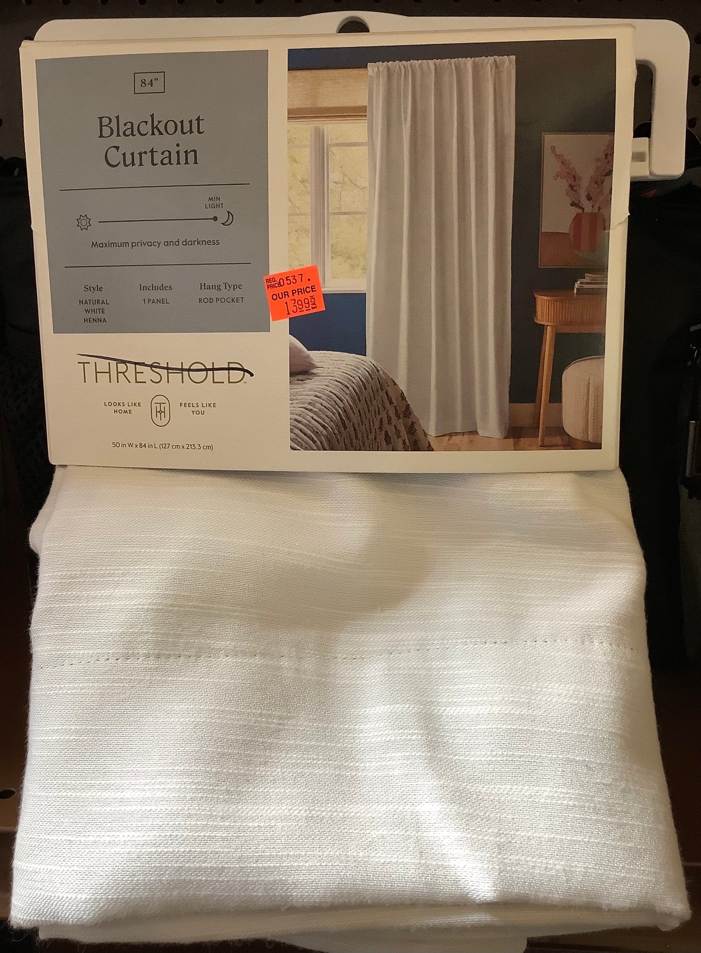 (Clearance)FINAL SALE 84” BLACKOUT CURTAIN 1-PANEL-NATURAL WHITE HENNA