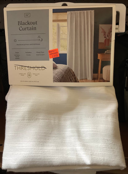 (Clearance)FINAL SALE 84” BLACKOUT CURTAIN 1-PANEL-NATURAL WHITE HENNA