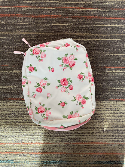 Pink Floral Design Backpack with Lunchbox