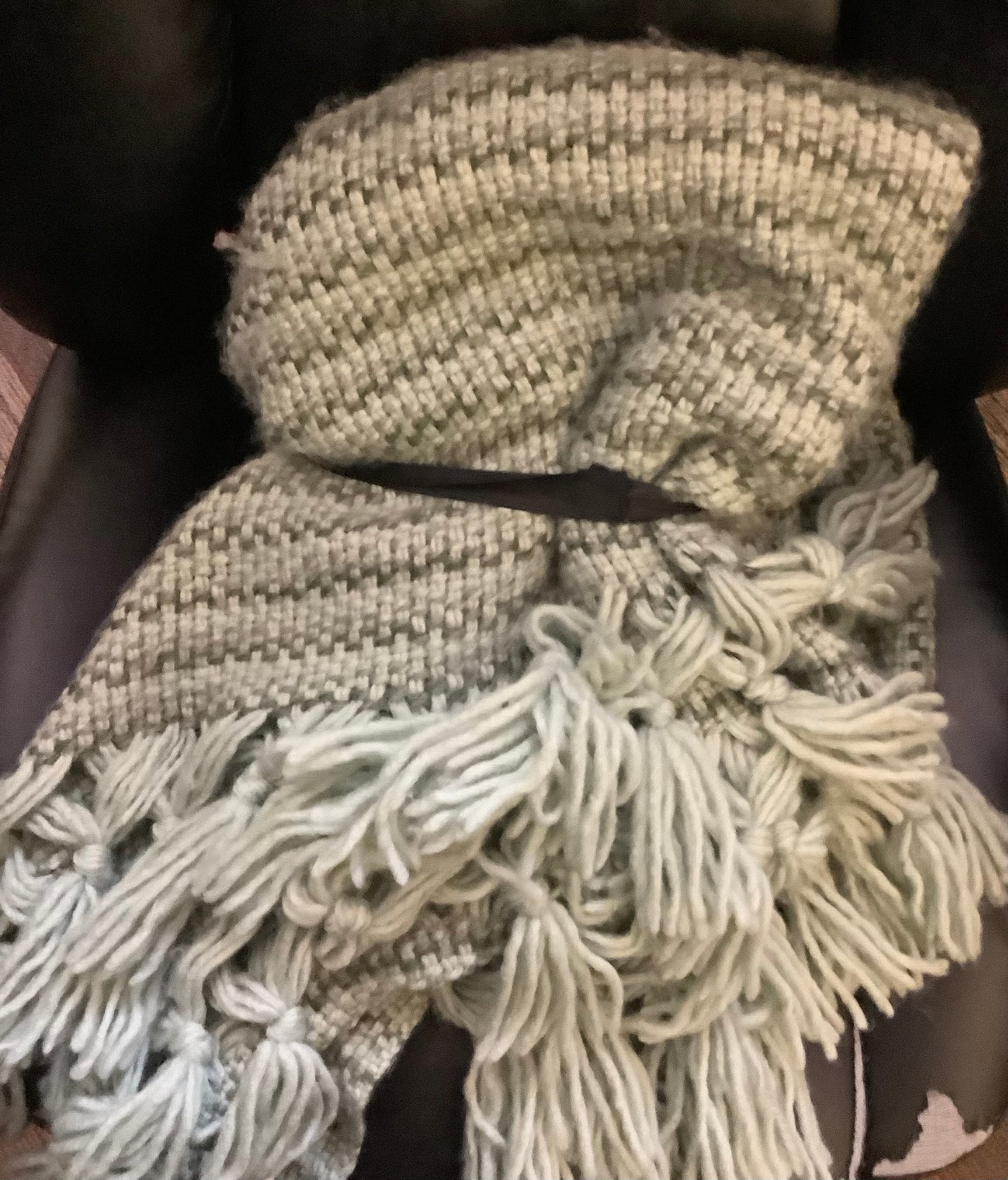 Raised Striped Chunky Knit Throw Blanket Green -