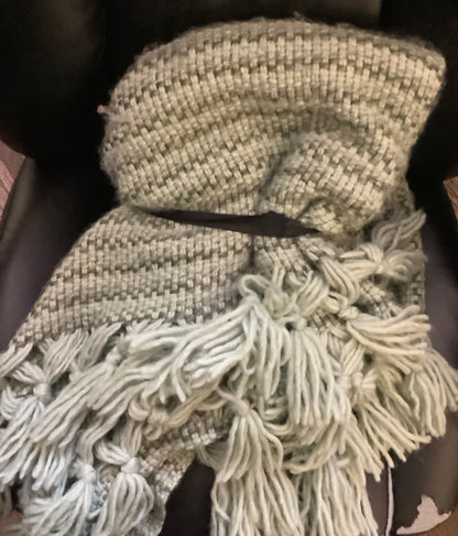 Raised Striped Chunky Knit Throw Blanket Green -