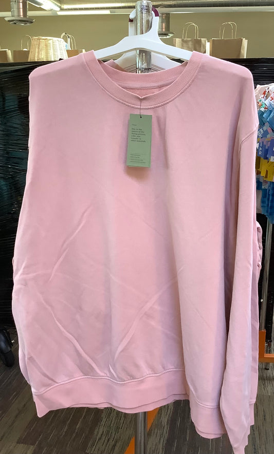 Men's ADULT SIZE XXL-French Terry Crewneck Pullover Sweatshirt-PINK