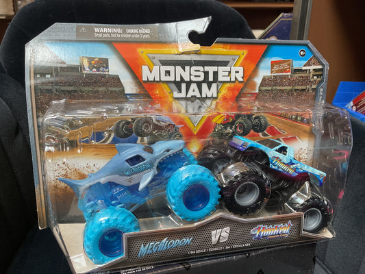 Monster Jam, Official Megalodon Vs. Hooked Die-Cast Monster Trucks, 1:64
Scale