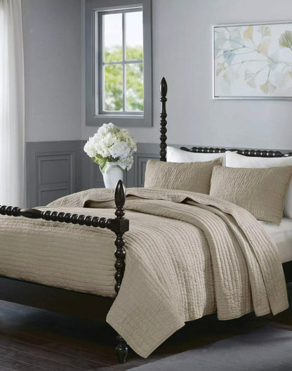 King Size-Madison Park Signature Serene 3-Piece
Cotton Quilt Set with Shams