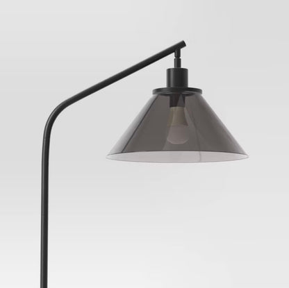 Smoked Glass Floor Lamp Black - FOR PICKUP ONLY