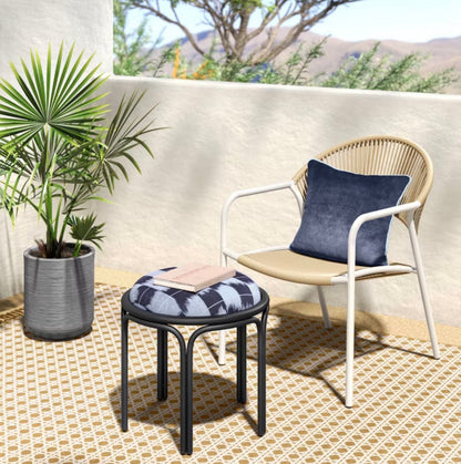 Metal Round Travel Accent Patio Stool - Navy Blue - Minor Cosmetic Damage (see pictures) - FOR PICKUP ONLY