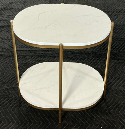 Rockport End Table - White/Gold - Minor cosmetic damage