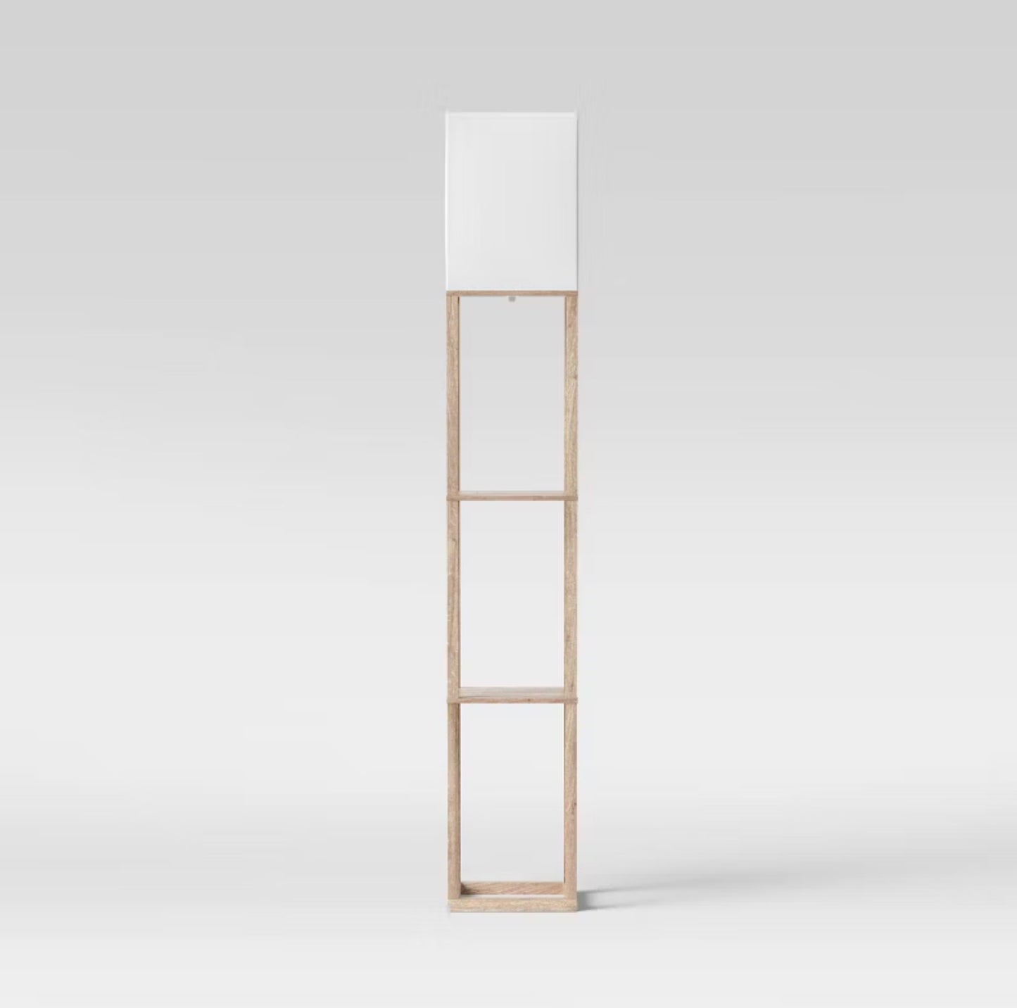 62.5" Alabaster Shelf Floor Lamp Light Brown - Linen Shade, MDF Body - Out of Box - Minor Cosmetic Damage (see pictures) - FOR PICKUP ONLY