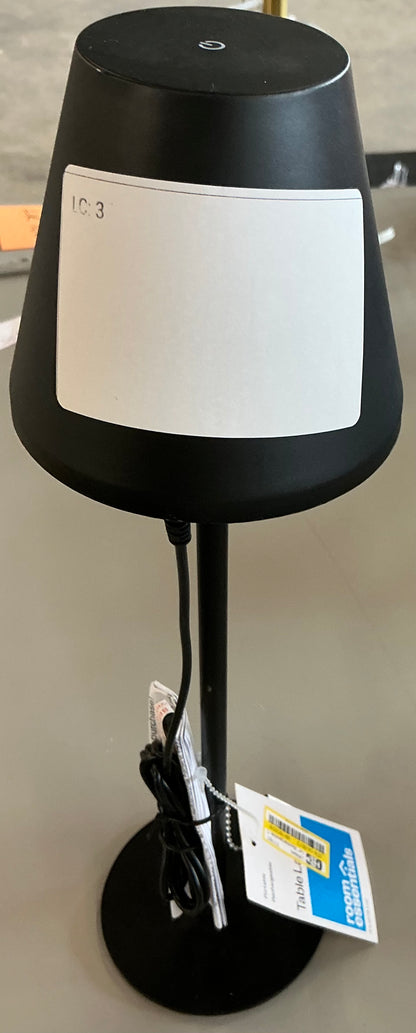 14” Rechargeable Portable Table Lamp - Black - Room Essentials - Out of Box, Minor Cosmetic Damage (see pictures) - FOR PICKUP ONLY