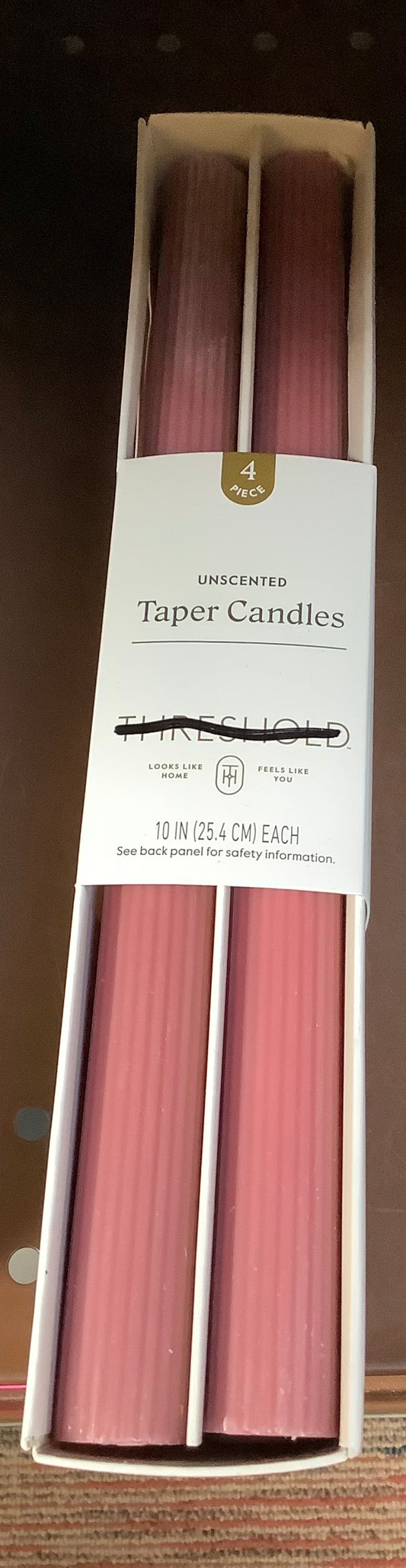 4pk Ribbed Taper Candle Set