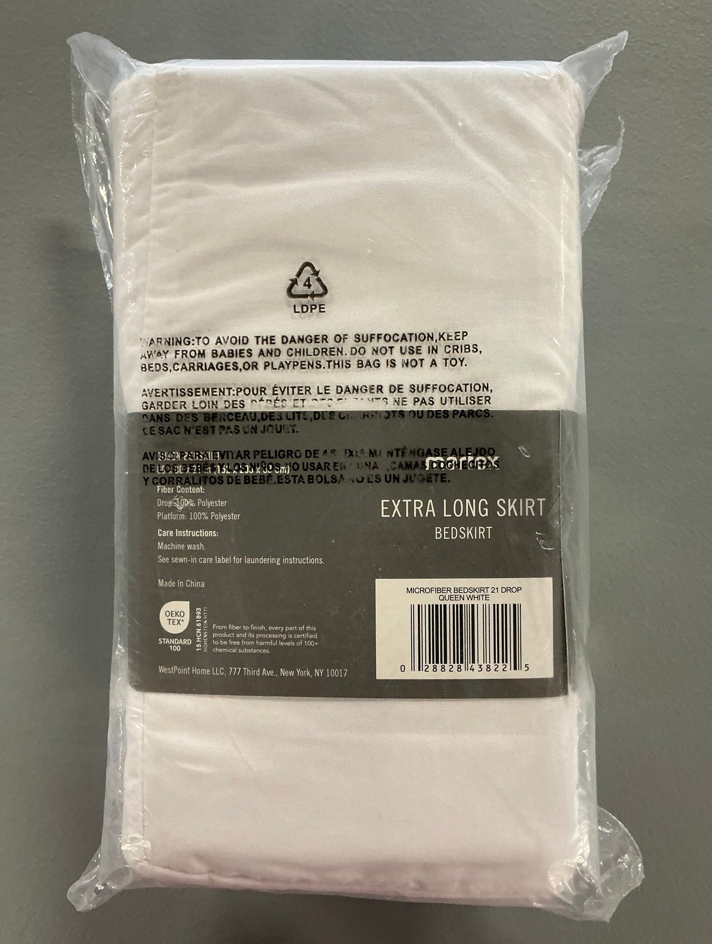 Martex Extra Long Bedskirt - Queen - White