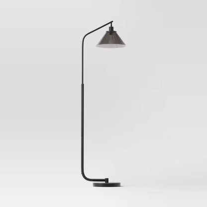 Smoked Glass Floor Lamp Black - FOR PICKUP ONLY