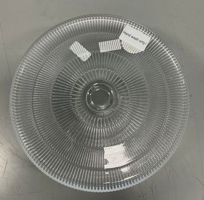 Ribbed Large Glass Cake Stand Clear - Threshold™: Handcrafted Round Dessert & Serving Stand, Dishwasher-Safe - Minor Cosmetic Damage (see pictures) - FOR PICKUP ONLY
