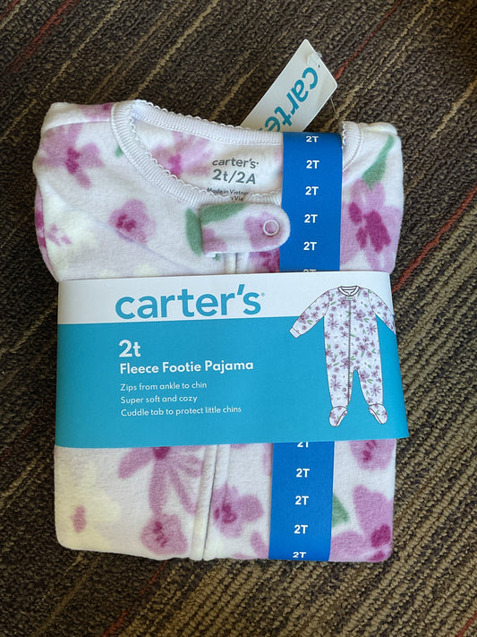 Purple Floral Fleece Footie Pajamas