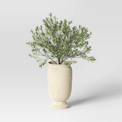 Large Plastic Outdoor Planter Pot - Cream - 12"x12" - Minor Cosmetic Damage - Some cracks on planter opening (see pictures) - FOR PICKUP ONLY