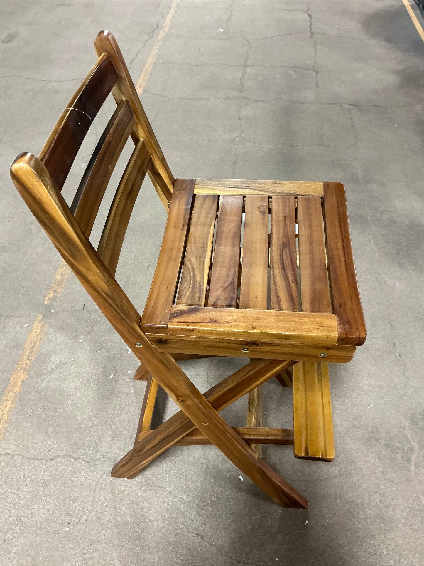 Tundra Acacia Wood Folding Patio Bar Chair - Natural - Out of Box - FOR PICKUP ONLY