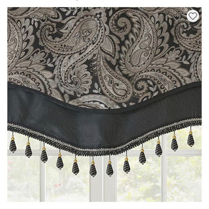 Madison Park Whitman Rod Pocket Scallop Valance - Black - 1 Valance - 50”WX18”L