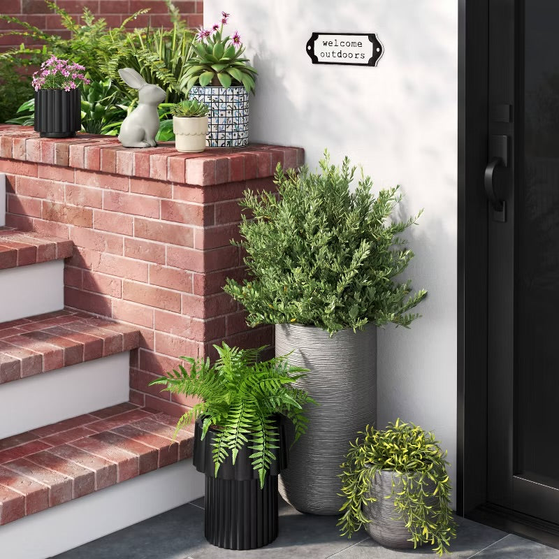 Fluted Outdoor Planter - Gray - 8" - Threshold™ - Minor Shipping Damage (see pictures)
