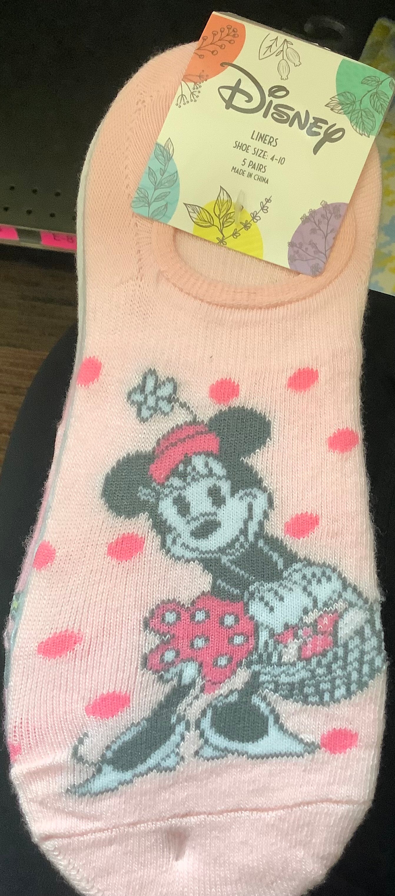 5-PAIRS DISNEY SHOE LINERS SHOE SIZE 4-10
