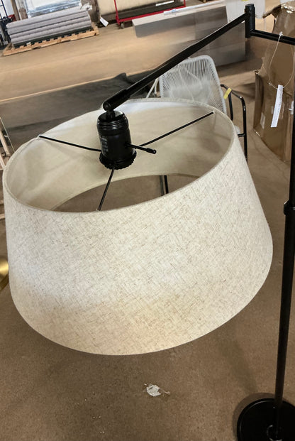 58.5"x17" Traditional Oil Rubbed Swing Arm Floor Lamp Brown - Adjustable, Linen Shade, Metal Body - Out of Box - Minor Cosmetic Damage (see pictures) - FOR PICKUP ONLY