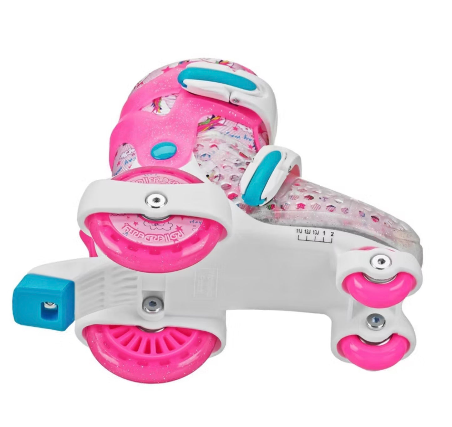 Roller Derby Sport Kids' Roller Skate - Unicorn Pink/White M: Adjustable Size, Padded Collar - Open Box