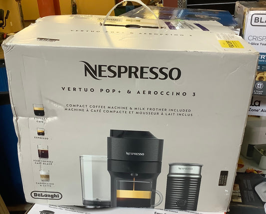 Nespresso Vertuo Pop+ Coffee Machine with Aeroccino Frother by De'Longhi Liquorice Black: Milk Frother, Capsule System