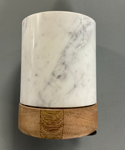THRIFTY 70 -Linden Street Mango Wood & Marble Utensil Holder - Open Box - USED (See Pictures)- FINAL SALE- NO RETURNS - AS IS