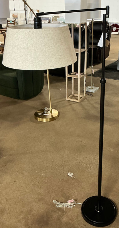 58.5"x17" Traditional Oil Rubbed Swing Arm Floor Lamp Brown - Adjustable, Linen Shade, Metal Body - Out of Box - Minor Cosmetic Damage (see pictures) - FOR PICKUP ONLY