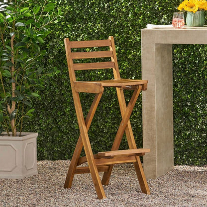 Tundra Acacia Wood Folding Patio Bar Chair - Natural - Out of Box - FOR PICKUP ONLY