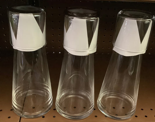 Water Carafe Set with Lid Tumbler Glass Bedside Water Carafe with Glass, for Nightstand Bedroom Bath, Night Clear Carafe with Cup & Grey Silicone Coaster Set for Mouthwash, Water, 30 oz/850ml