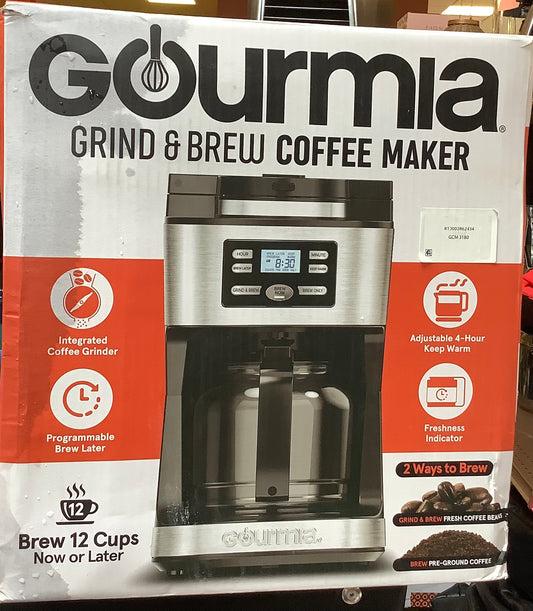 Gourmia 12-Cup Grind & Brew Coffee Maker with Integrated Grinder