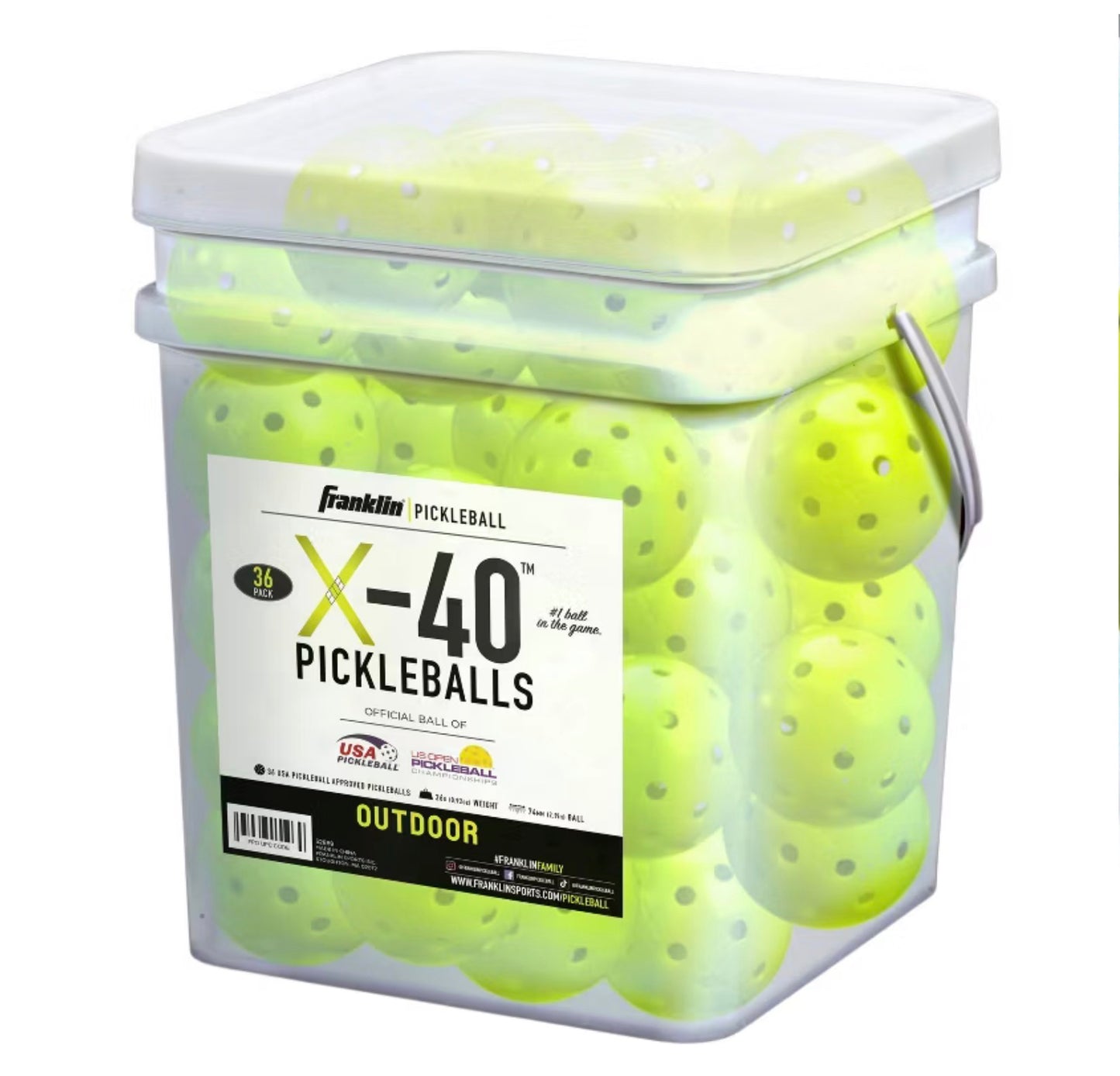 Franklin Sports Bucket X40 Pickleballs - 36pk